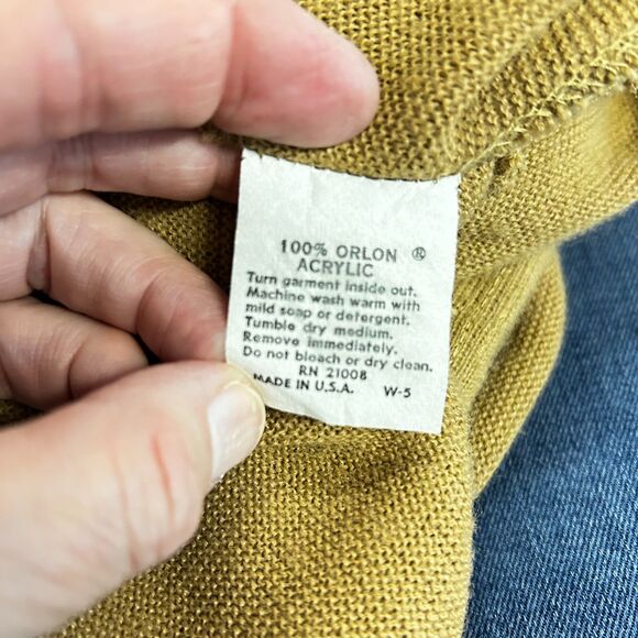 VTG 80s Izod Lacoste Men's Camel Tan Orlon Acrylic LS Cardigan Sweater Size XL - Picture 9 of 13